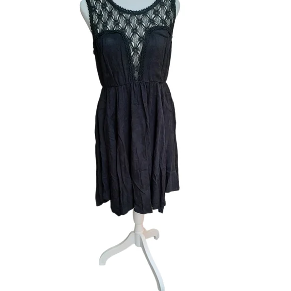 Free People Black Crochet Boho Dresz - Picture 4 of 5